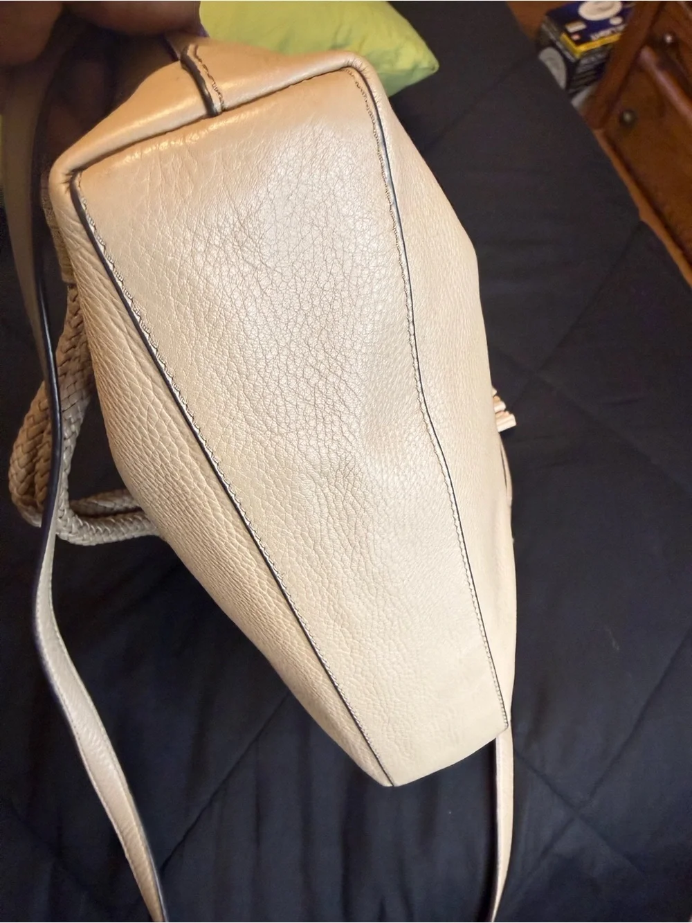 Tory Burch Marion Fold-Over Crossbody Bag | Pebbled Leather | Light Beige/Taupe - Picture 2 of 15